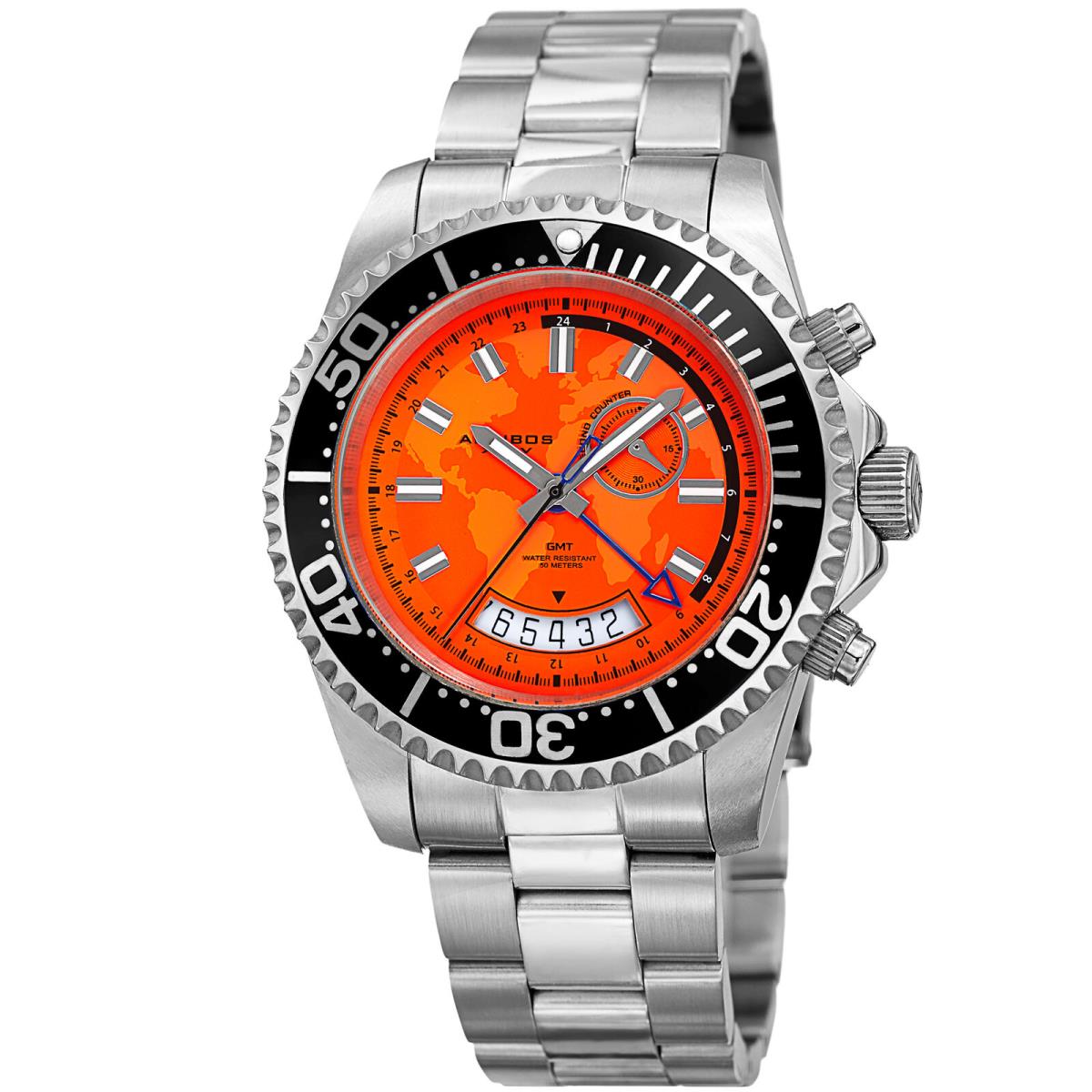 Akribos Xxiv Men`s AK955SSOR Multifunction Map Print Stainless Steel Watch