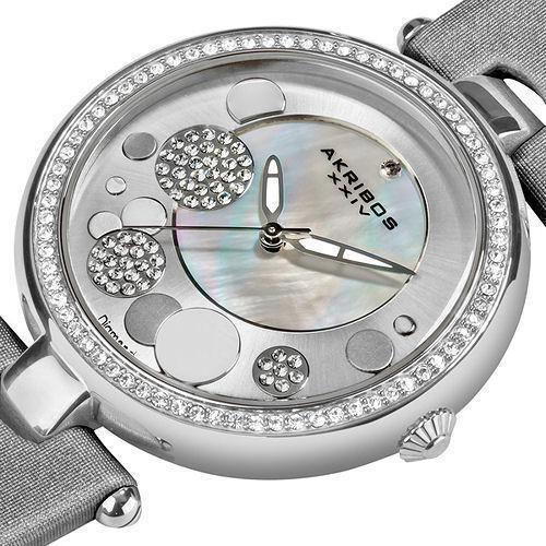 Akribos Xxiv AK434SL Austrian Crystal Bezel Dial Diamond Markers Womens Watch