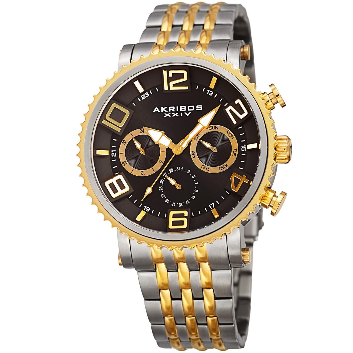 Men`s Akribos Xxiv AK917TTG Multi-function Two Tone Stainless Steel Watch