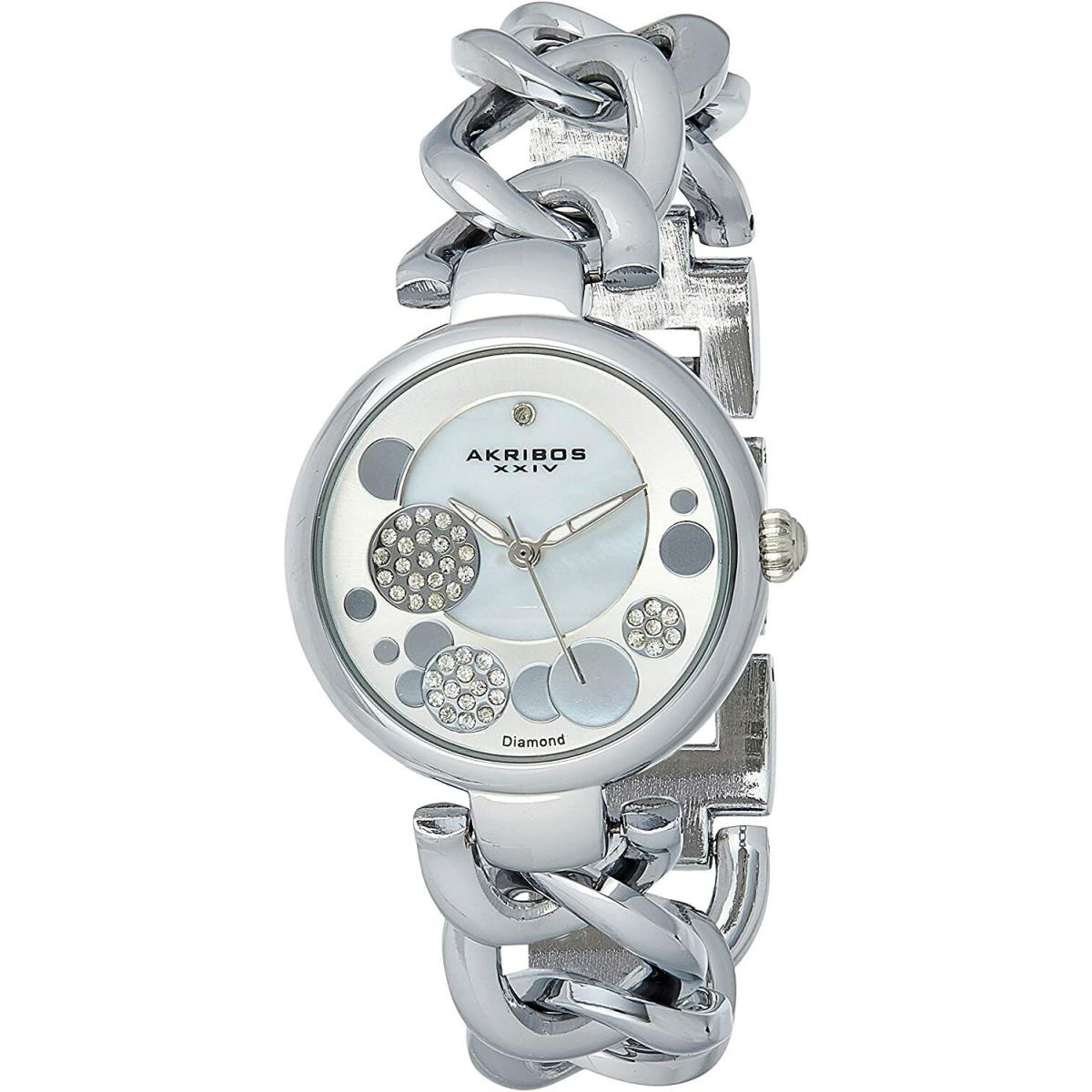 Akribos Xxiv AK678SS Lady Diamond Crystal Mother-of-pearl Dial Silver Watch 2112