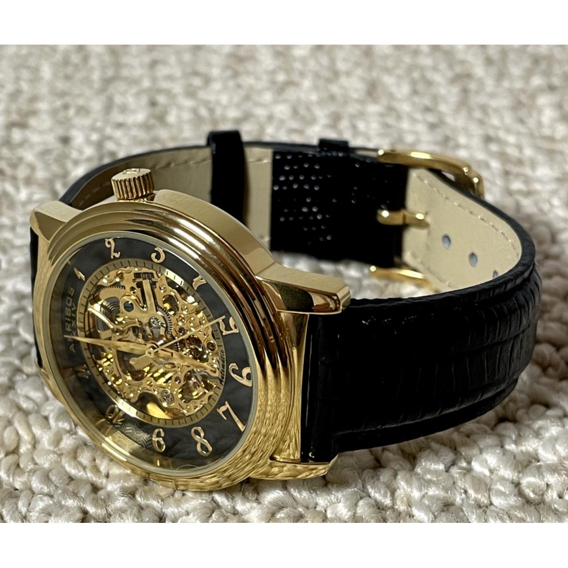 Akribos Xxiv Mens Watch Automatic Gold Tone 50 m W/r 20 Jewels