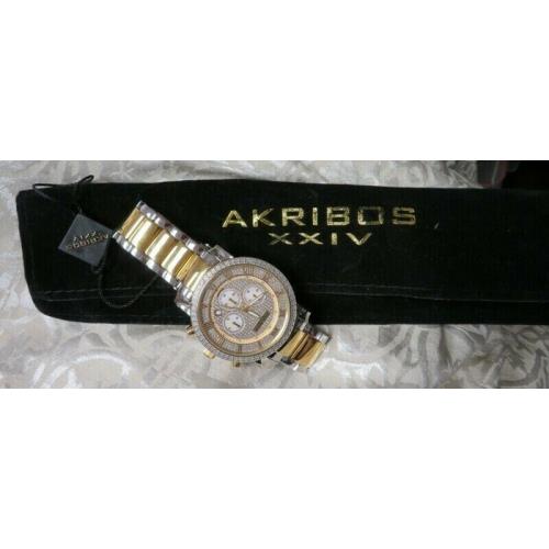 Bling Akribos XXIV Men's Watch sold w/Round 1-7/8