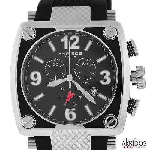 Akribos Xxiv AK421BK Conqueror Men`s Swiss Quartz Chronograph Day/date Watch