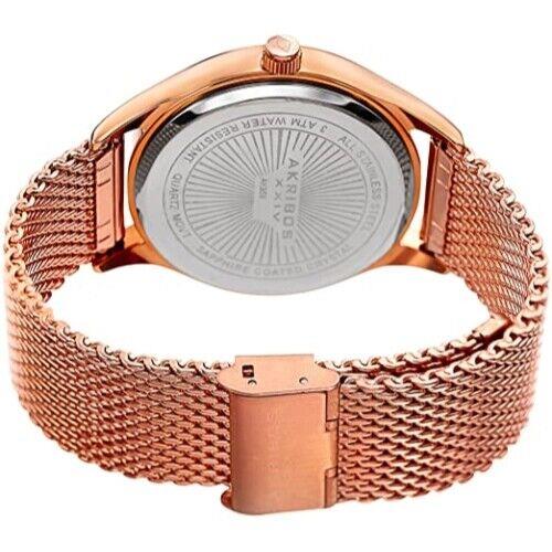 Akribos Xxiv AK959RGGN Quartz Sunray Dial Mesh Bracelet Stainless Steel Mens Wat