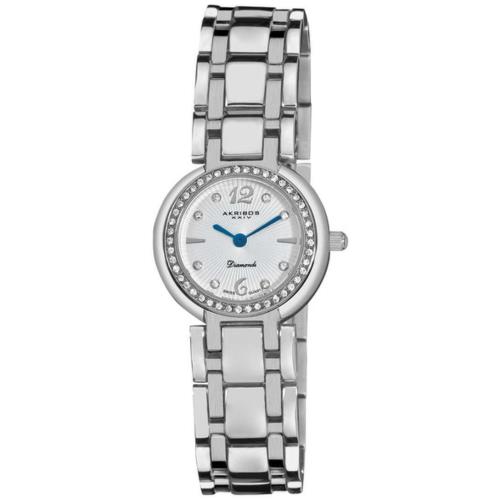 Akribos Xxiv AK513SS Crystal Bezel Diamond Markers Stainless Steel Womens Watch