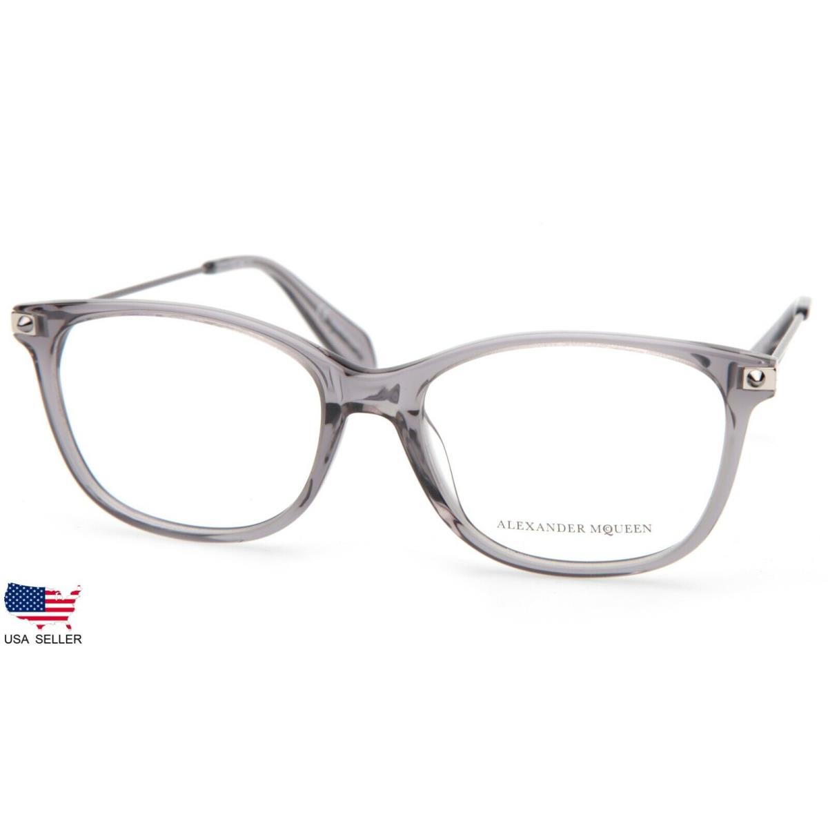 Alexander Mcqueen AM0094O 002 Shiny Transparent Grey Eyeglasses 53-17-145mm