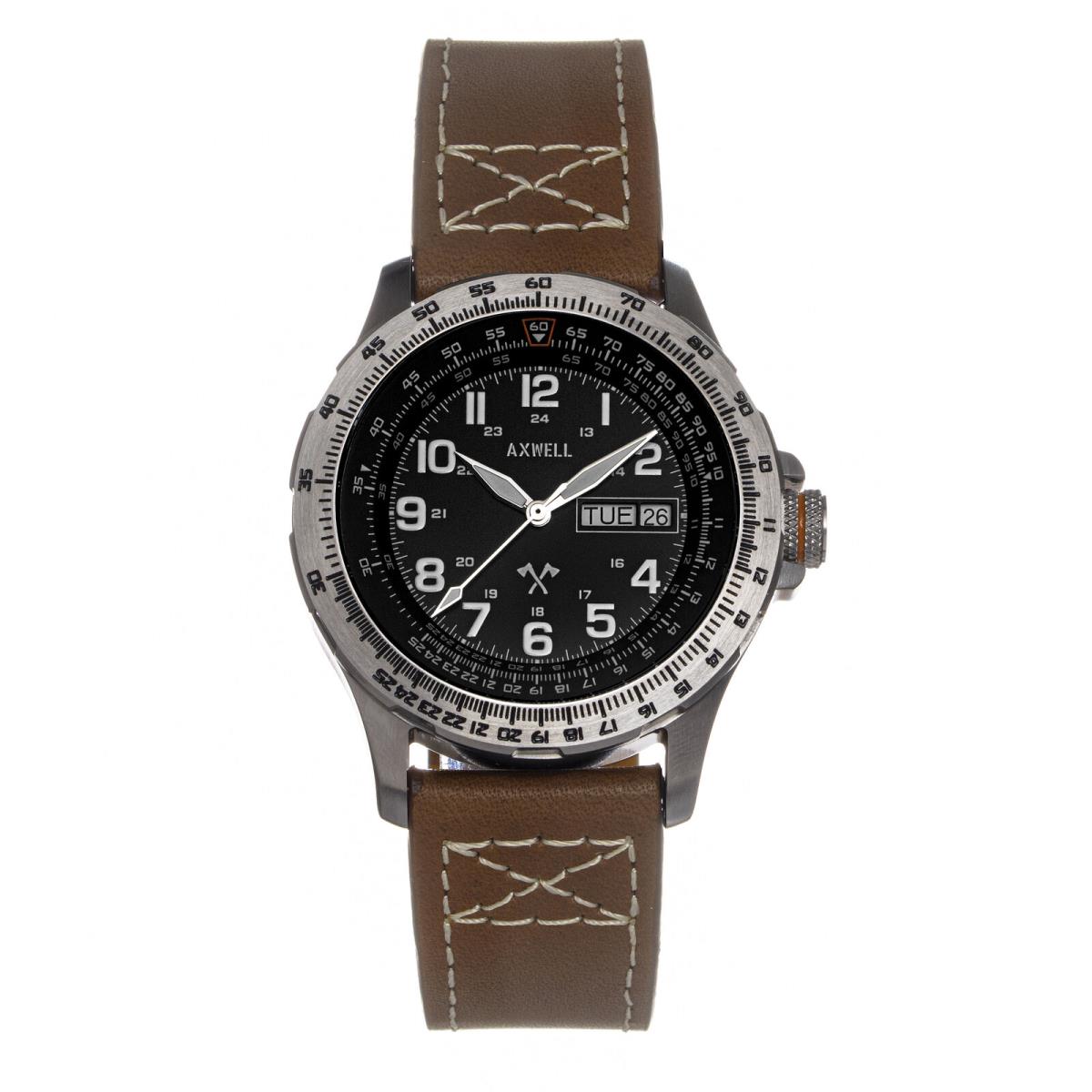 Axwell Blazer Leather Strap Watch - Tan/black