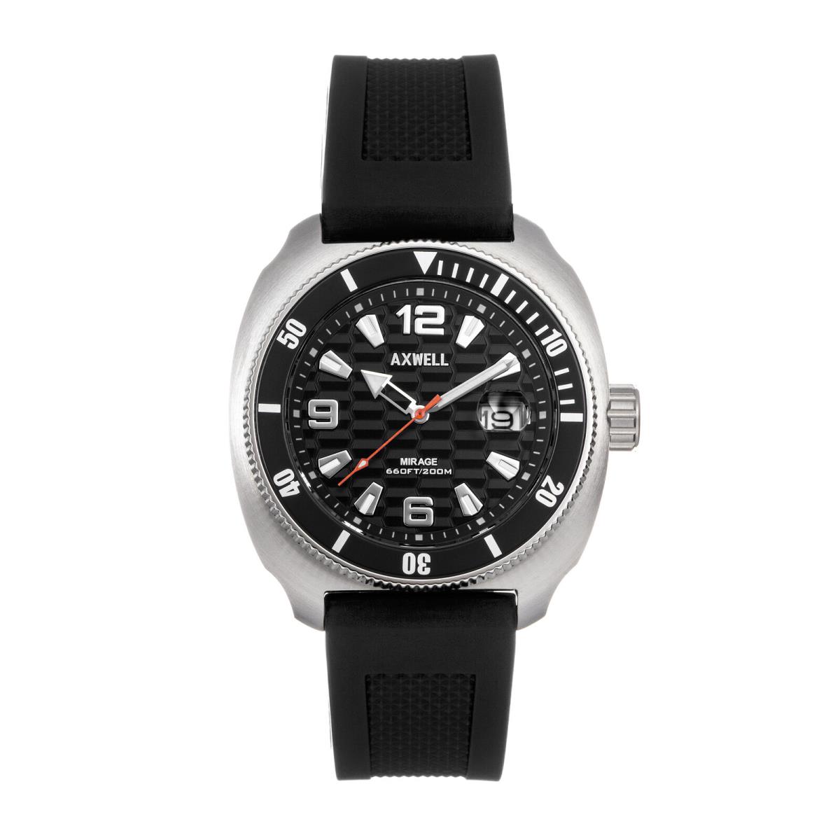 Axwell Mirage Strap Watch W/date - Black/silver - Dial: Black, Band: Black, Bezel: Black