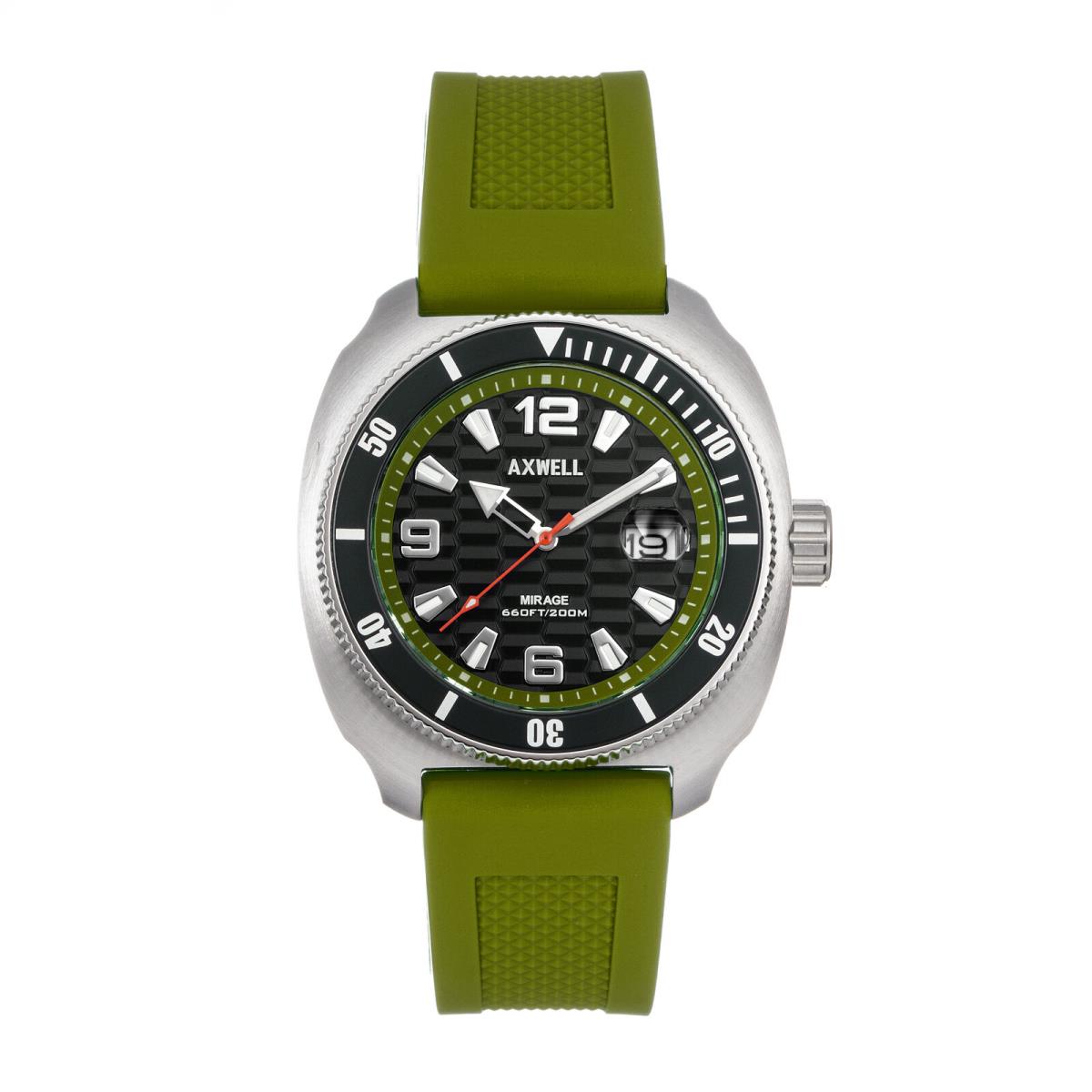 Axwell Mirage Strap Watch W/date - Green - Dial: Black, Band: Green, Bezel: Black