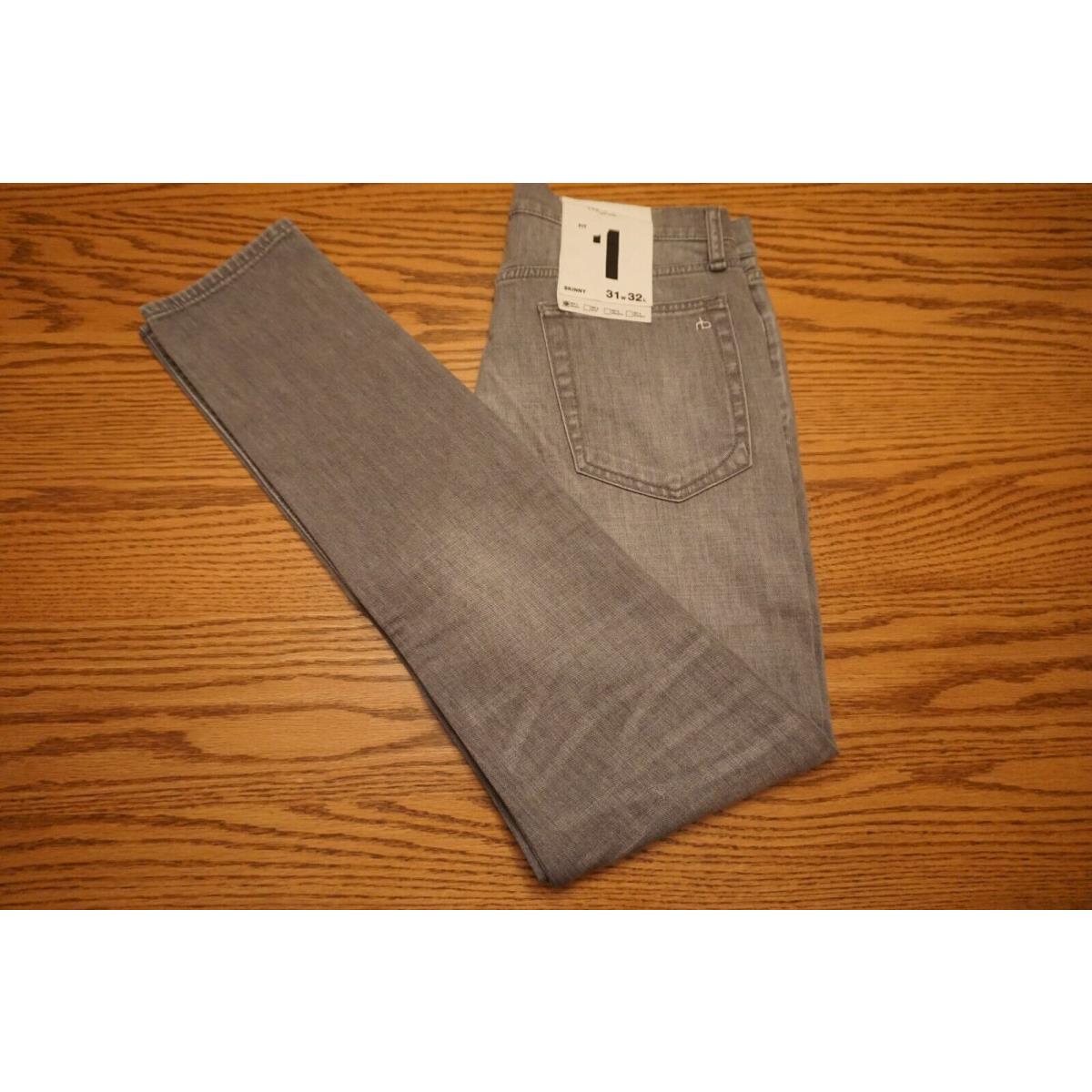 Men`s Rag Bone York Jeans Size 31 x 32 Skinny Fit 1 Aero Stretch Gray