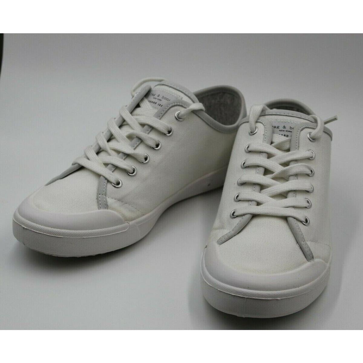 Rag Bone Women`s Low Top Standard Issue Lace Up Low Top White Silver Sneakers