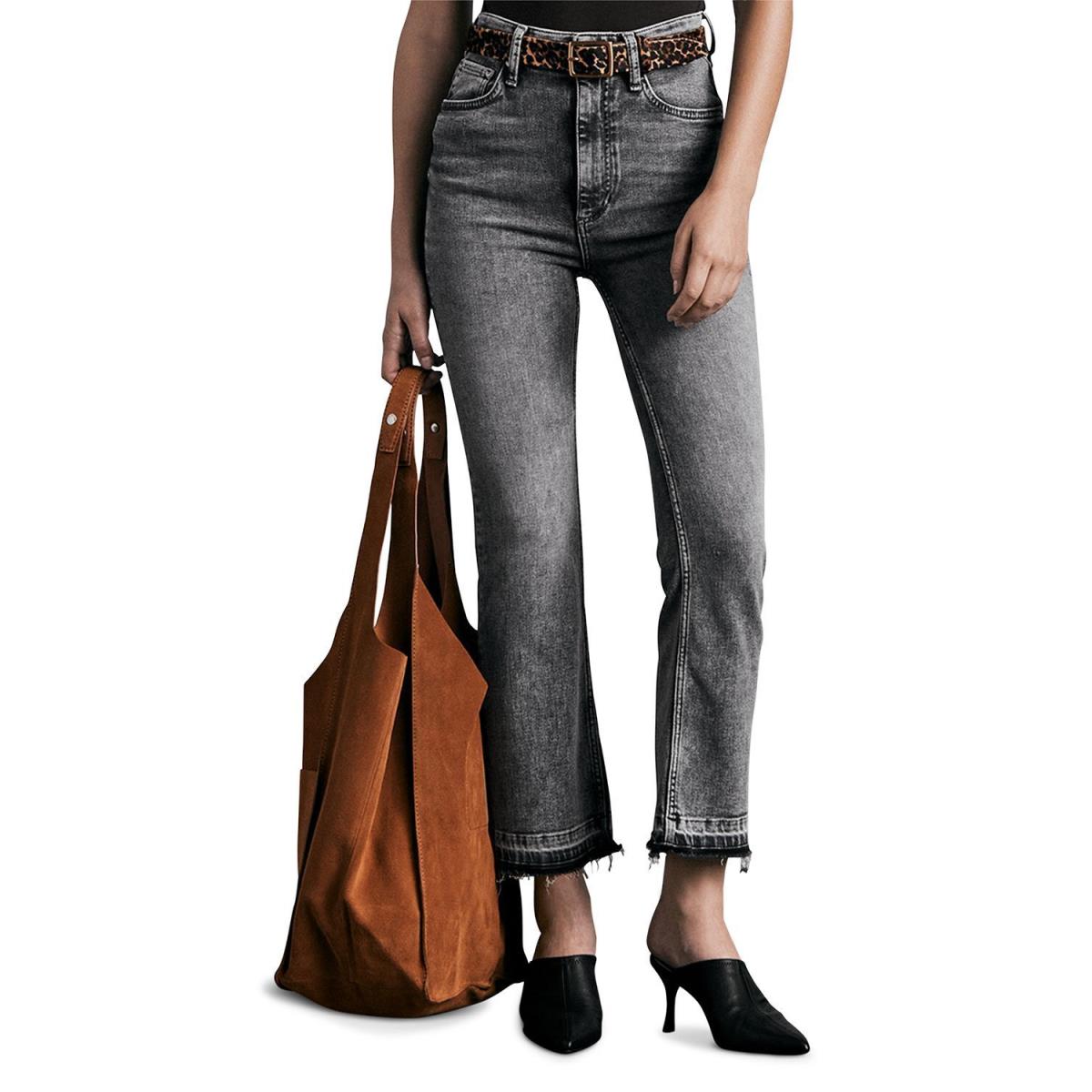 Rag Bone Women`s Casey High Rise Ankle Flare Jeans in Harley Grey B4HP Regular