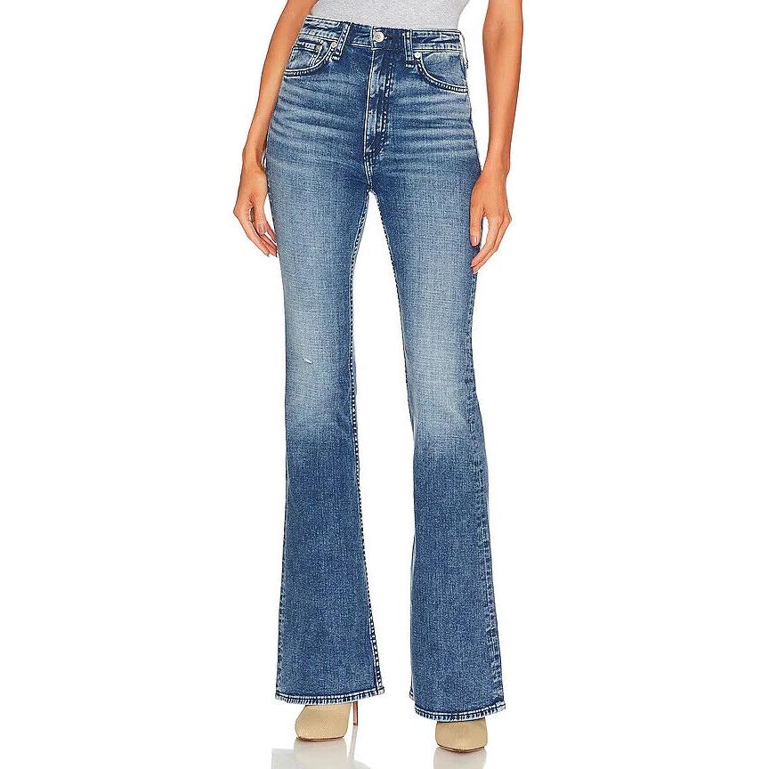 Rag Bone Jeans Casey High Rise Flare in Malibu Stretch Denim Zip Size 30