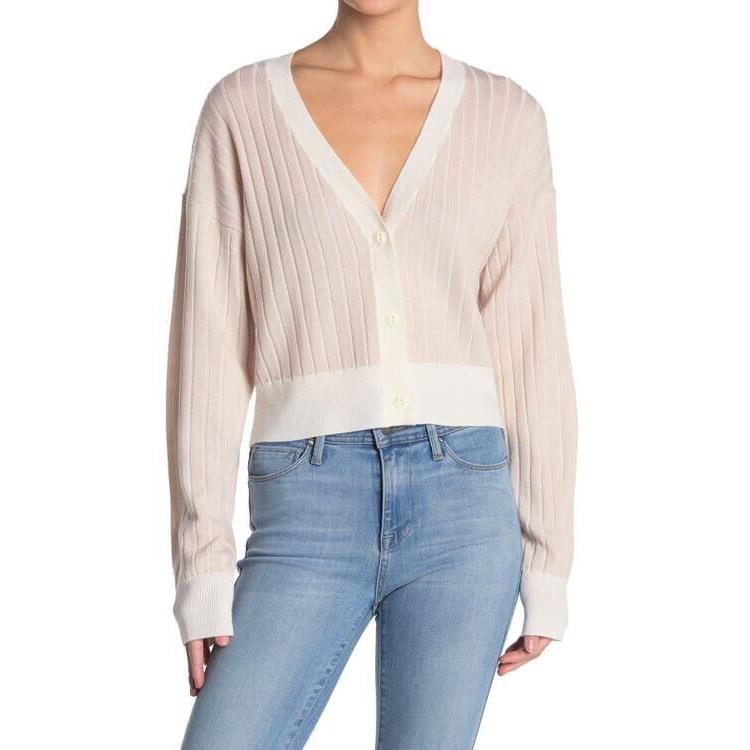 Rag Bone Wool Dallyce Cropped Cardigan In Chalk Size: XL