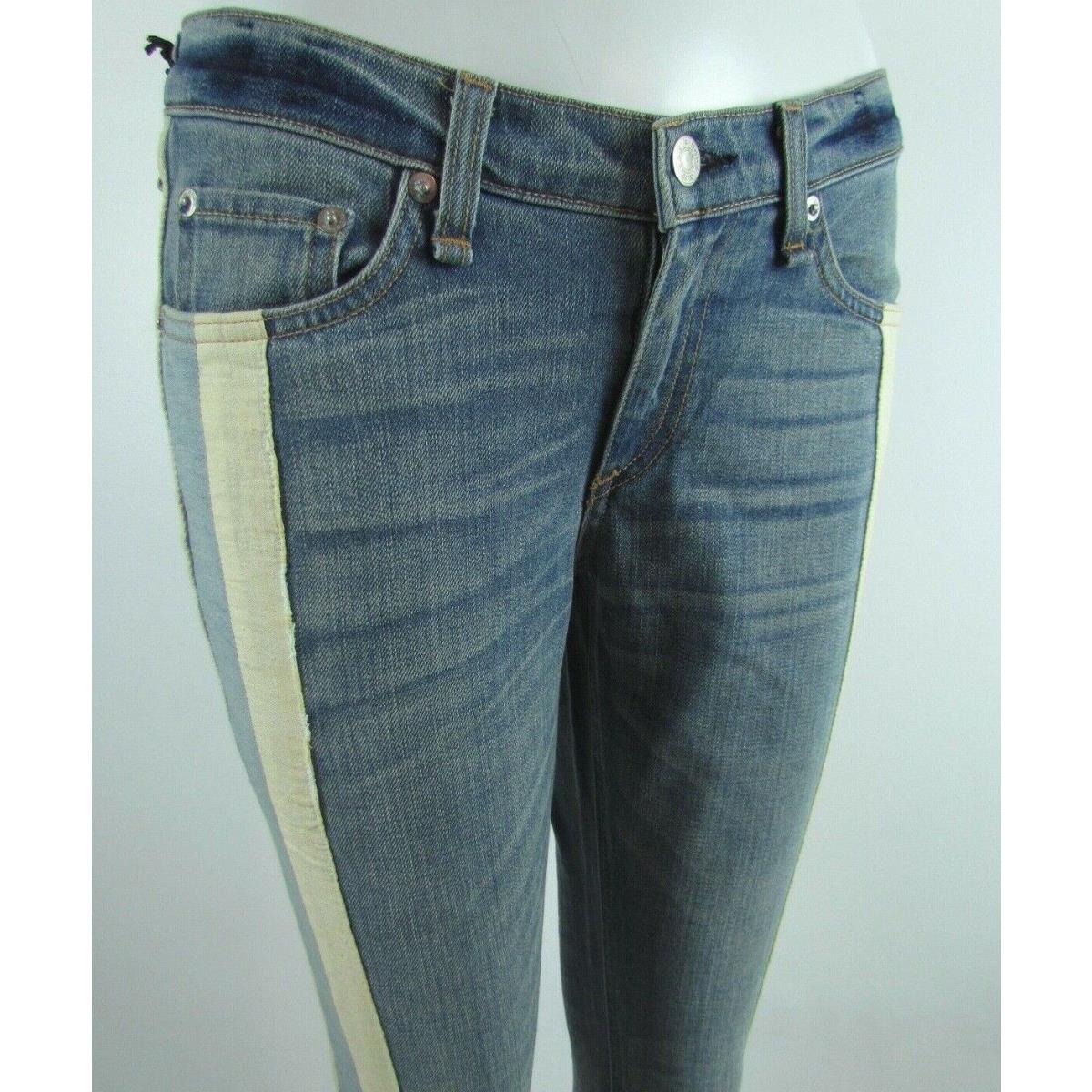 Rag Bone Skinny Racer W/ Zipper Women Jeans SZ 27 in Relay Medium Blue