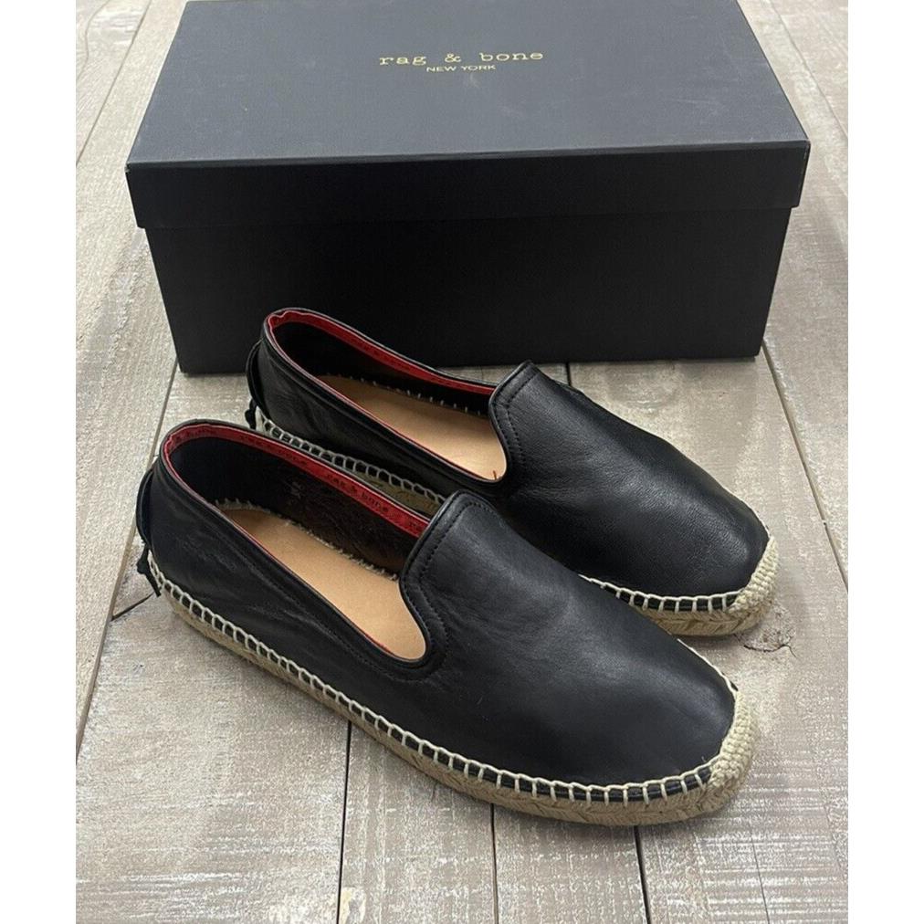 Rag Bone Del Rey Leather Espadrille In Black Size: 36 US 6