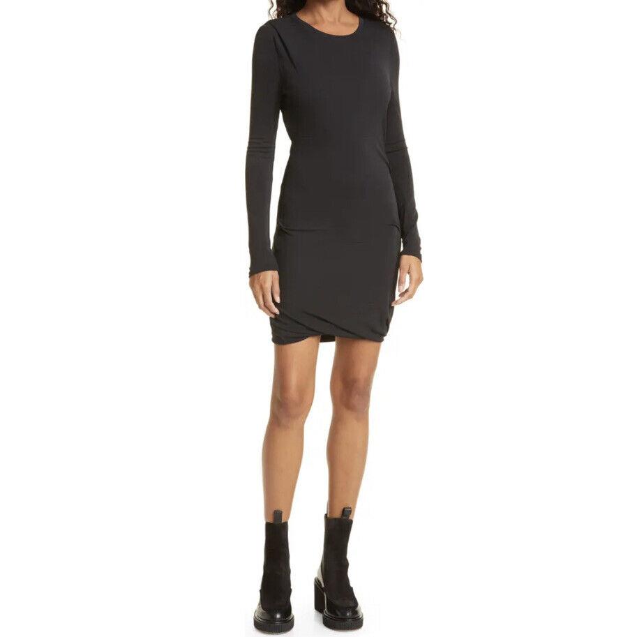 Rag Bone Poppy Draped Mini Dress in Black Size XL Retail