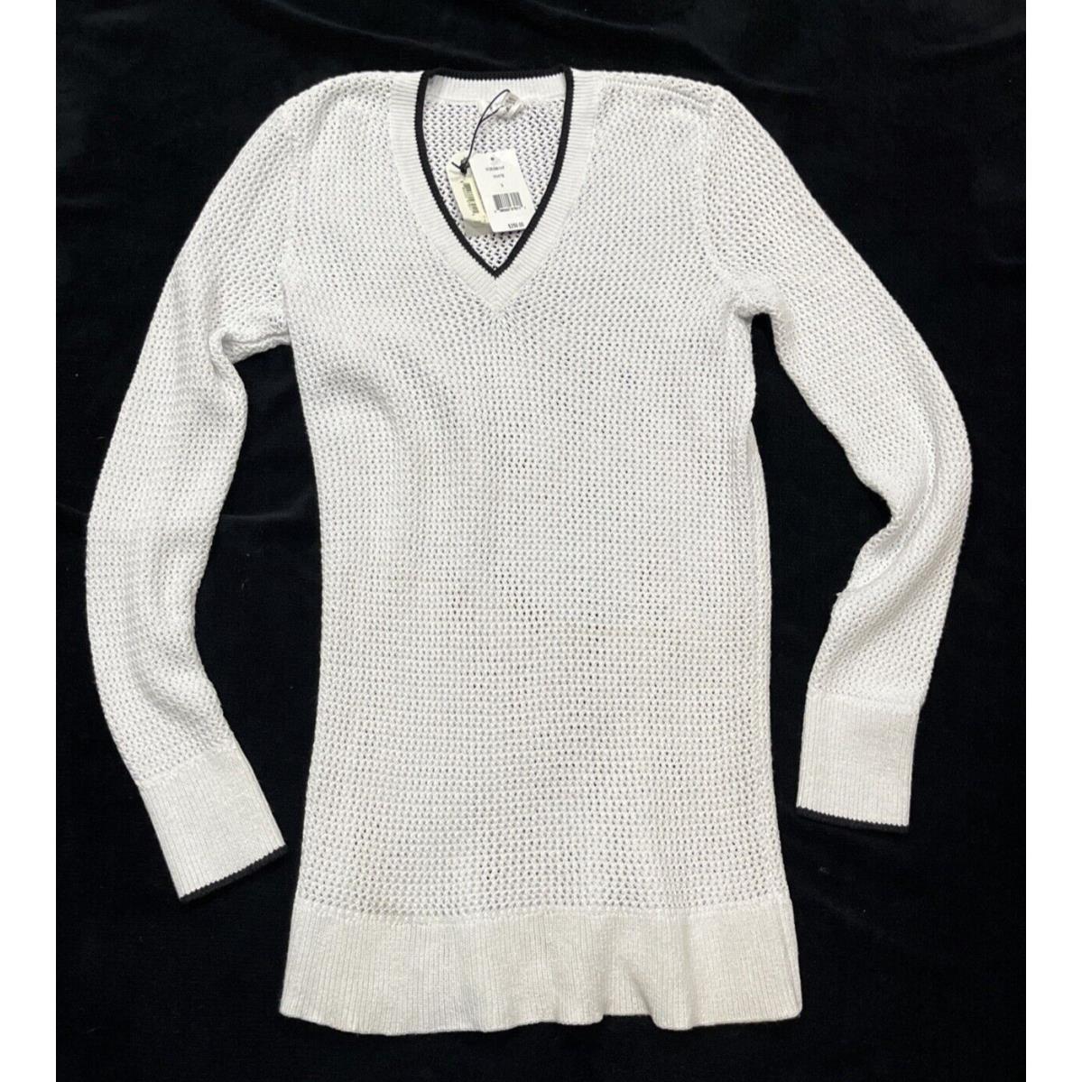 Rag Bone Women`s Elizabeth V-neck White Open Knit Sweater - Small - rt