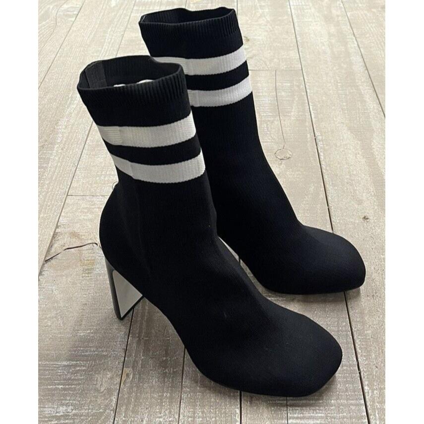 Rag Bone Ellis Sock Knit Boot In Black/white Size: 36.5 US 6