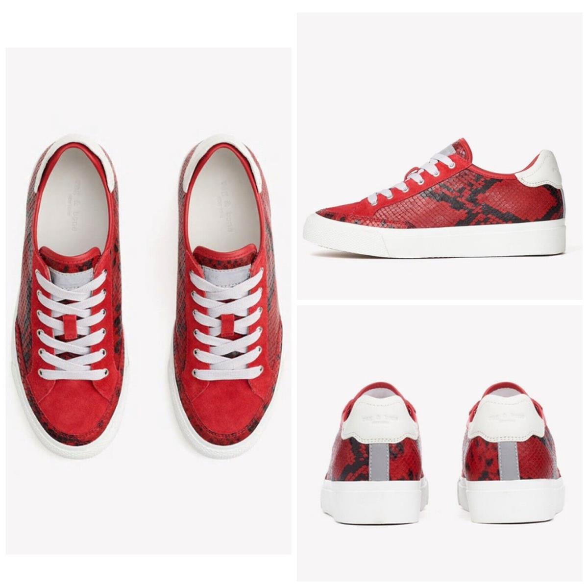 Rag Bone RB Army Low Leather Suede Sneakers In Red Size:39 US 9