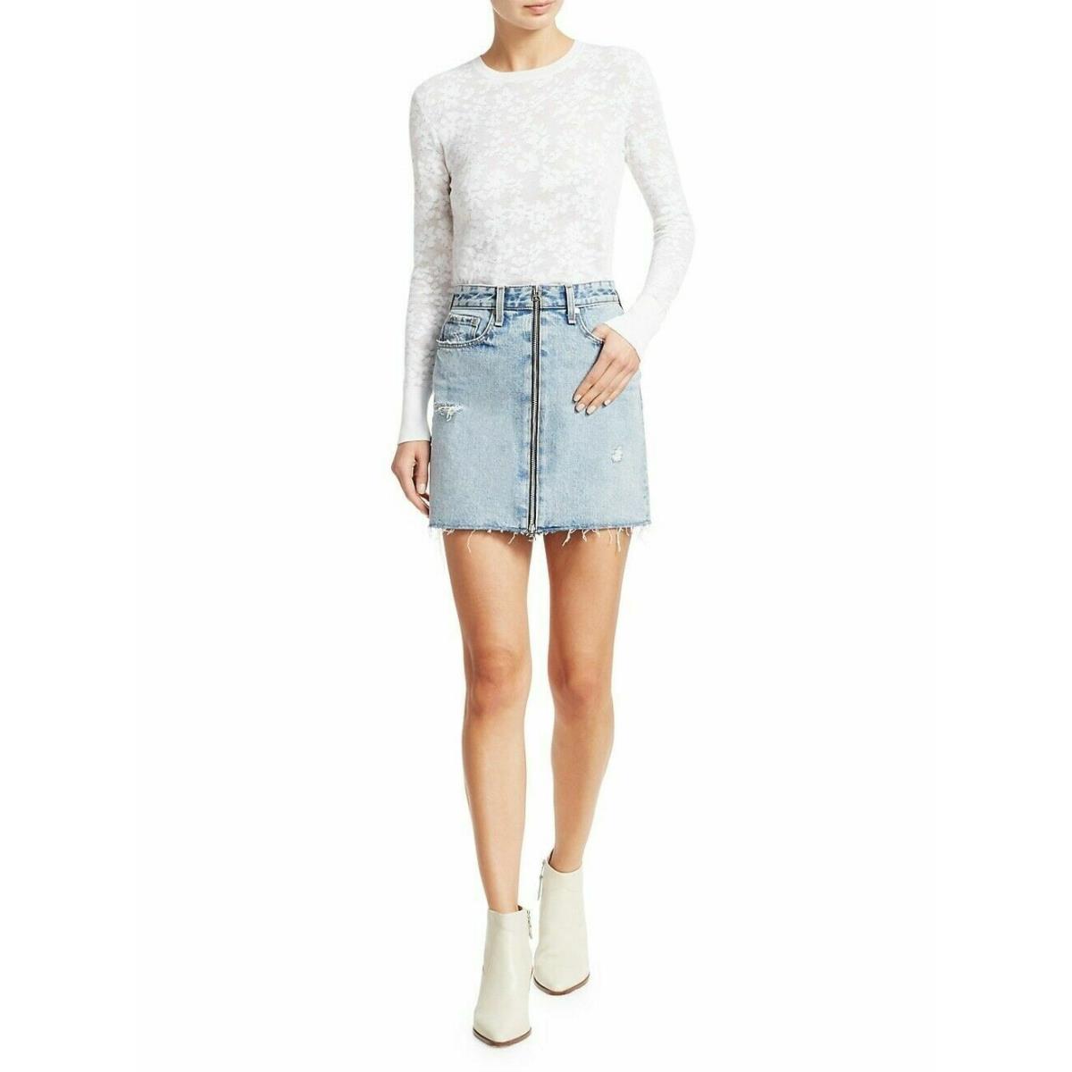 Rag Bone Womens 26 Mandy Anna Skirt Cotton Zip Front Mini Blue Denim