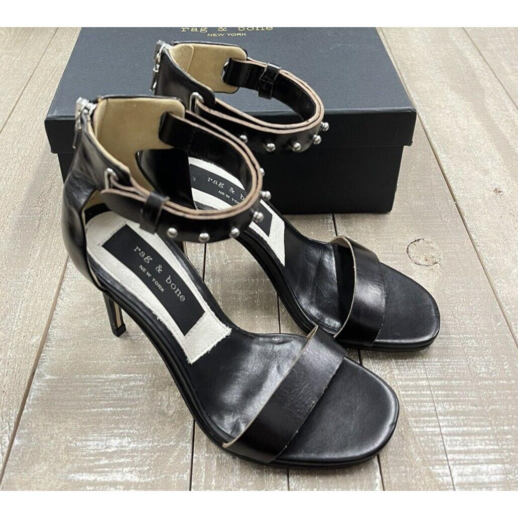 Rag Bone Tamira II Heel Leather Sandal In Black Size: 40 US 10