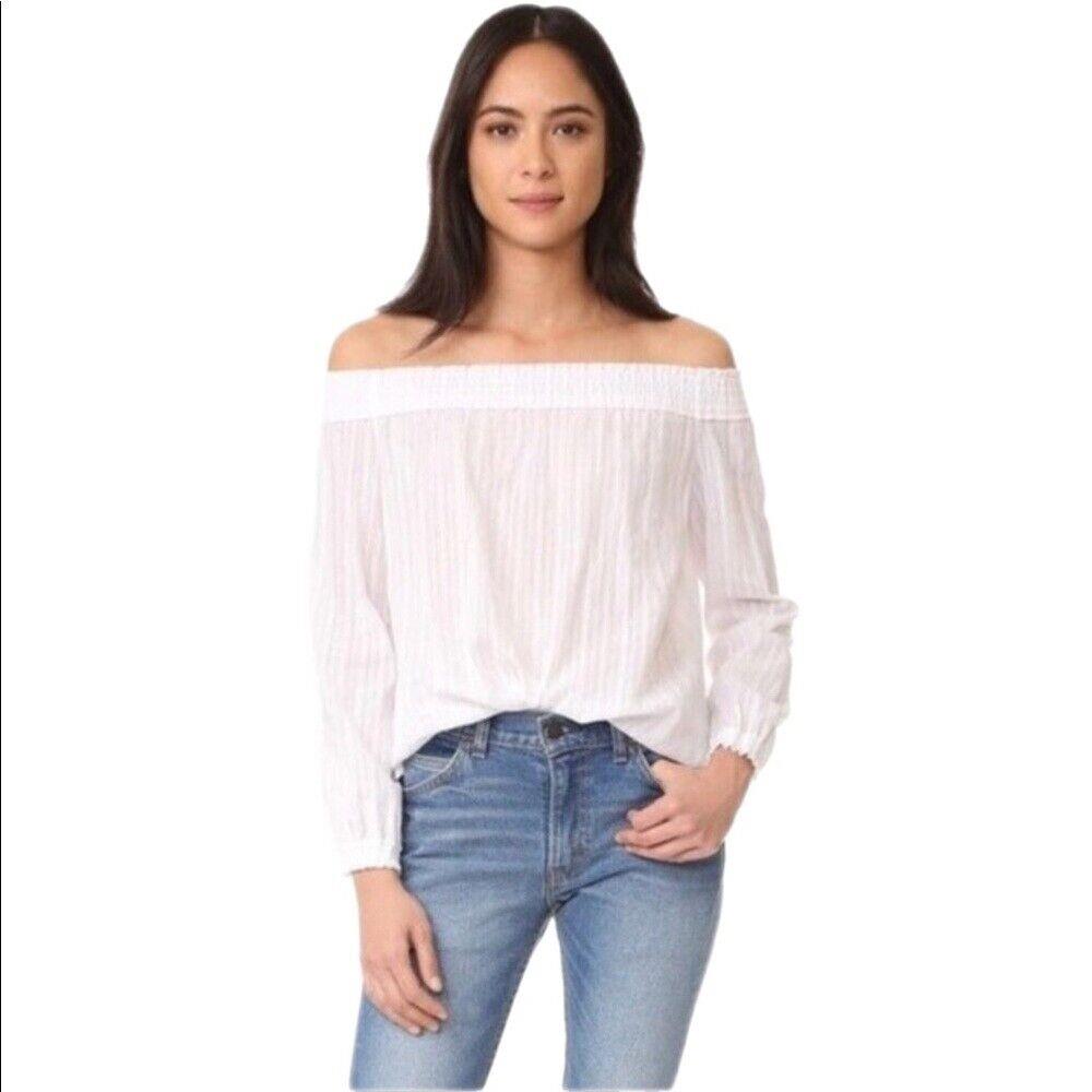 Women`s Rag Bone Drew White Off The Shoulder Top sz L