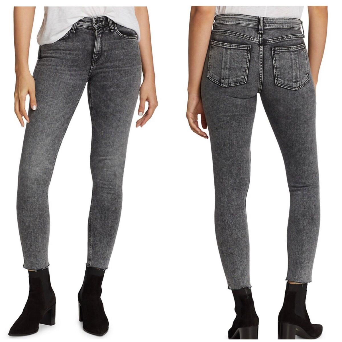 Rag Bone Cate Mid Rise Ankle Skinny In Black Sage Size:32