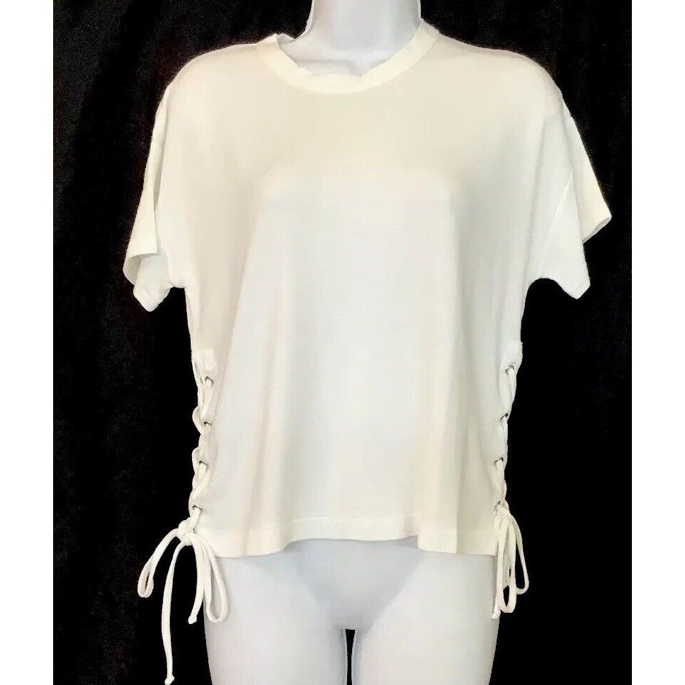 Rag and Bone Top White Lace Up Tee Sides Short Sleeve Size XS