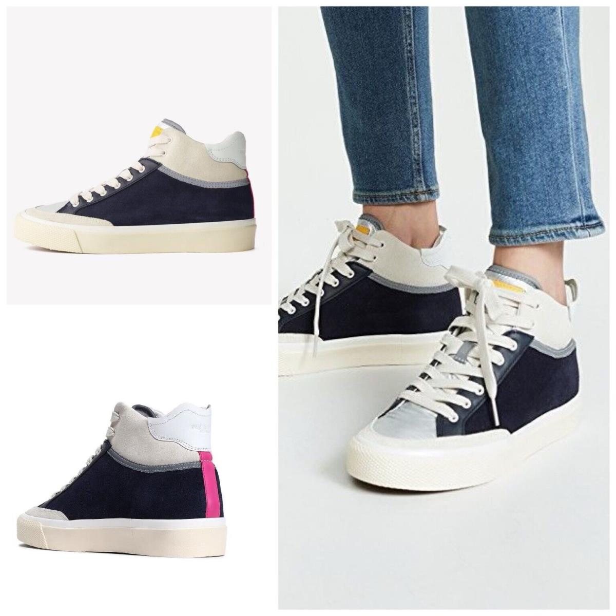 Rag Bone RB Army High Suede Sneakers In Navy Combo Size: 35 US 5