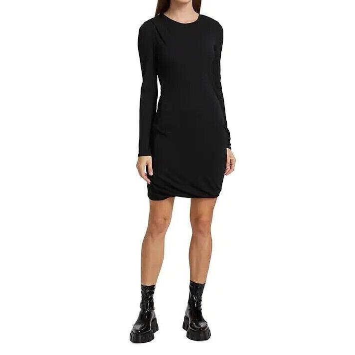 Rag Bone Black Long Sleeve Poppy Draped Mini Dress Size Large Orig