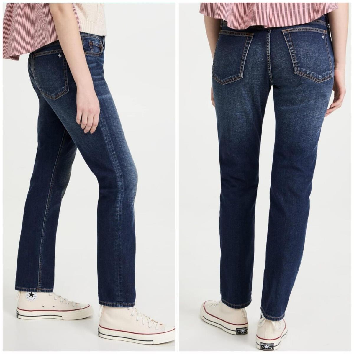 Rag Bone Blue Dre Jeans Dark Low Rise Slim Boyfriend Fit Women`s 29