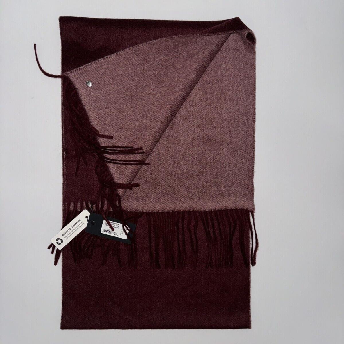 Rag Bone Crown Cashmere Scarf Italy Fringe Logo Wine Revers Dusty Pink NWT$295