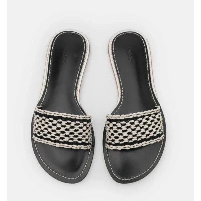 Rag Bone Melrose Crochet Slide Sandals Black Chalk Size EU 39 / US 8.5