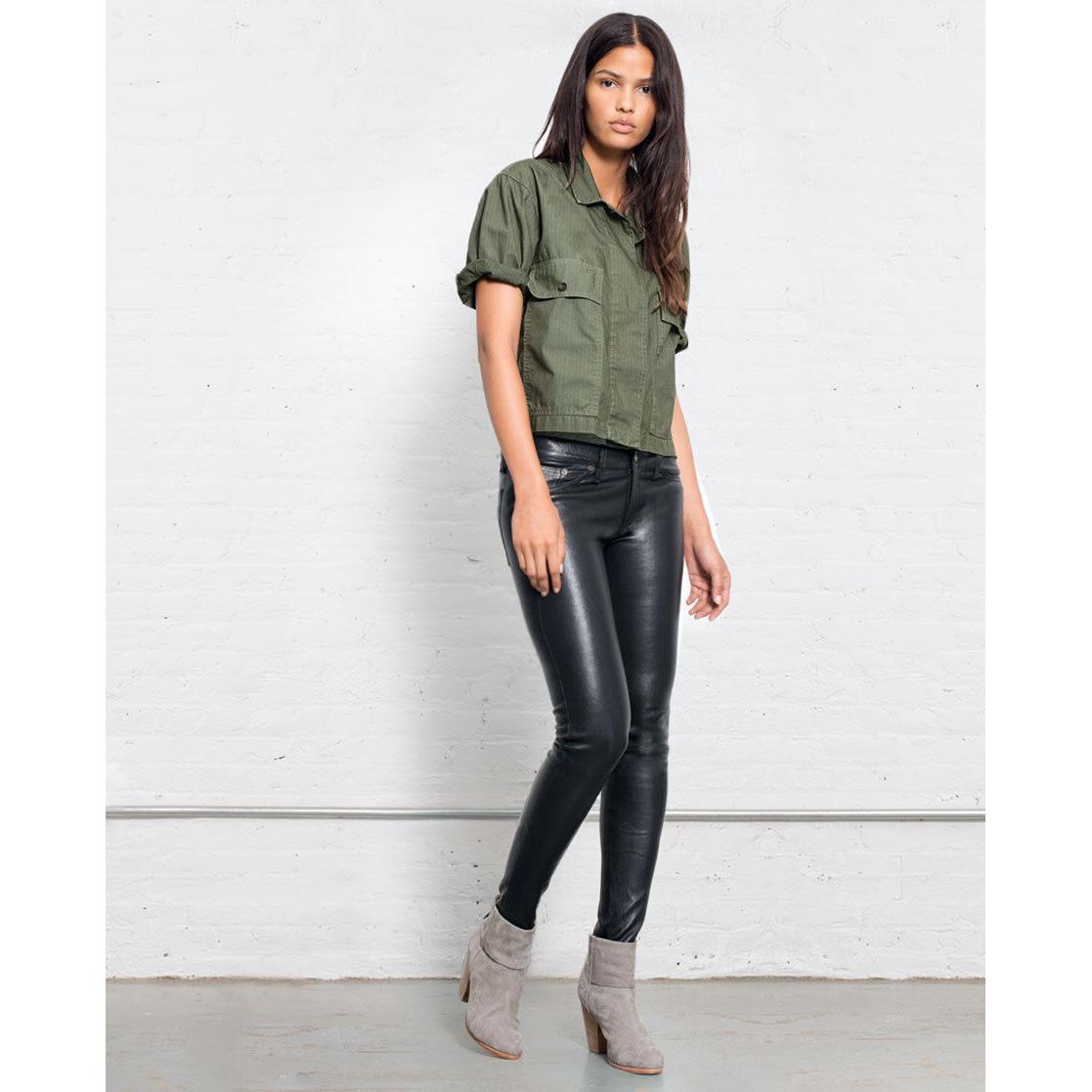 Rag and Bone Vintage Army Green Crop Radar Shirt Small