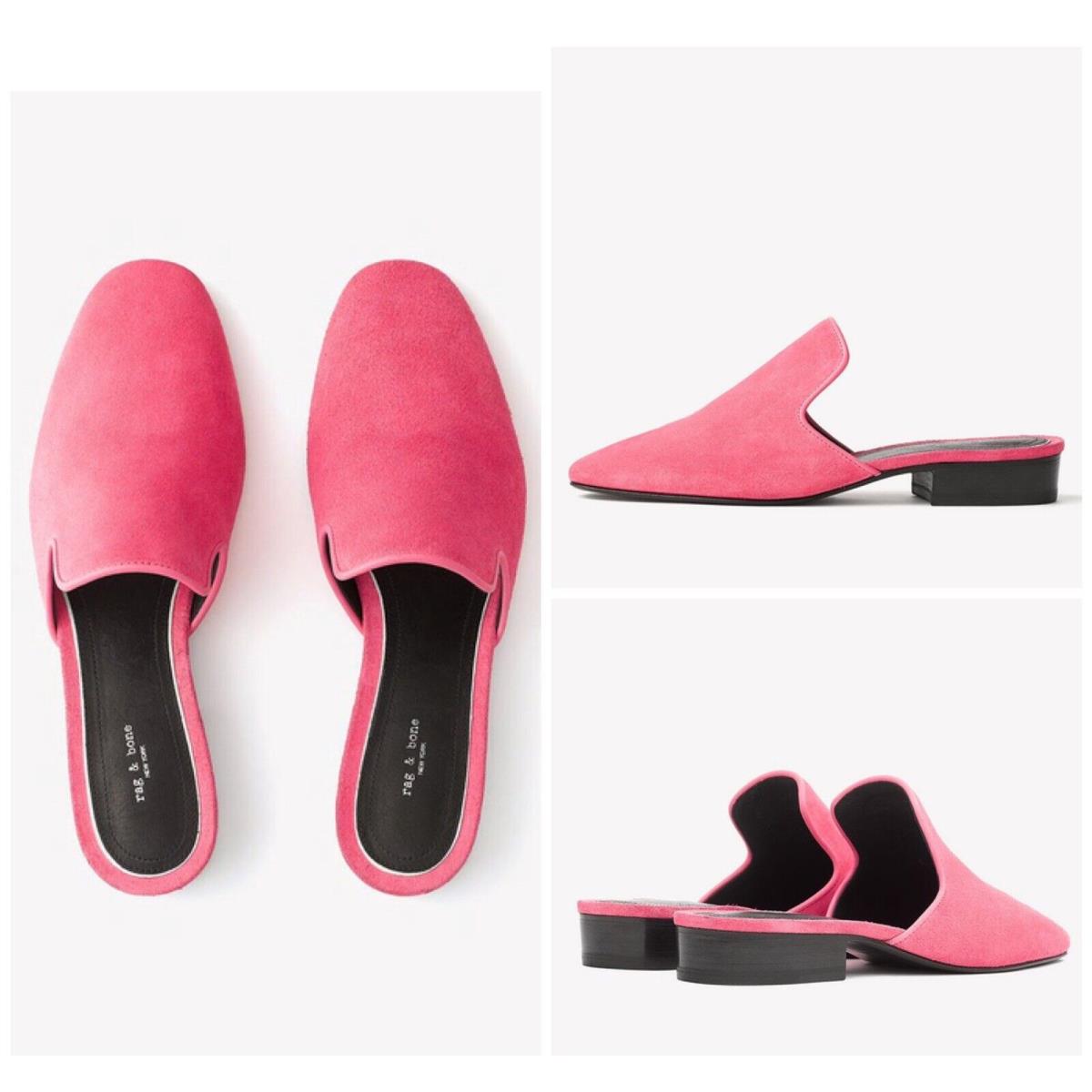 Rag Bone Luis Leather Loafer Mule In Peony Suede Size: 36.5 US 6.5