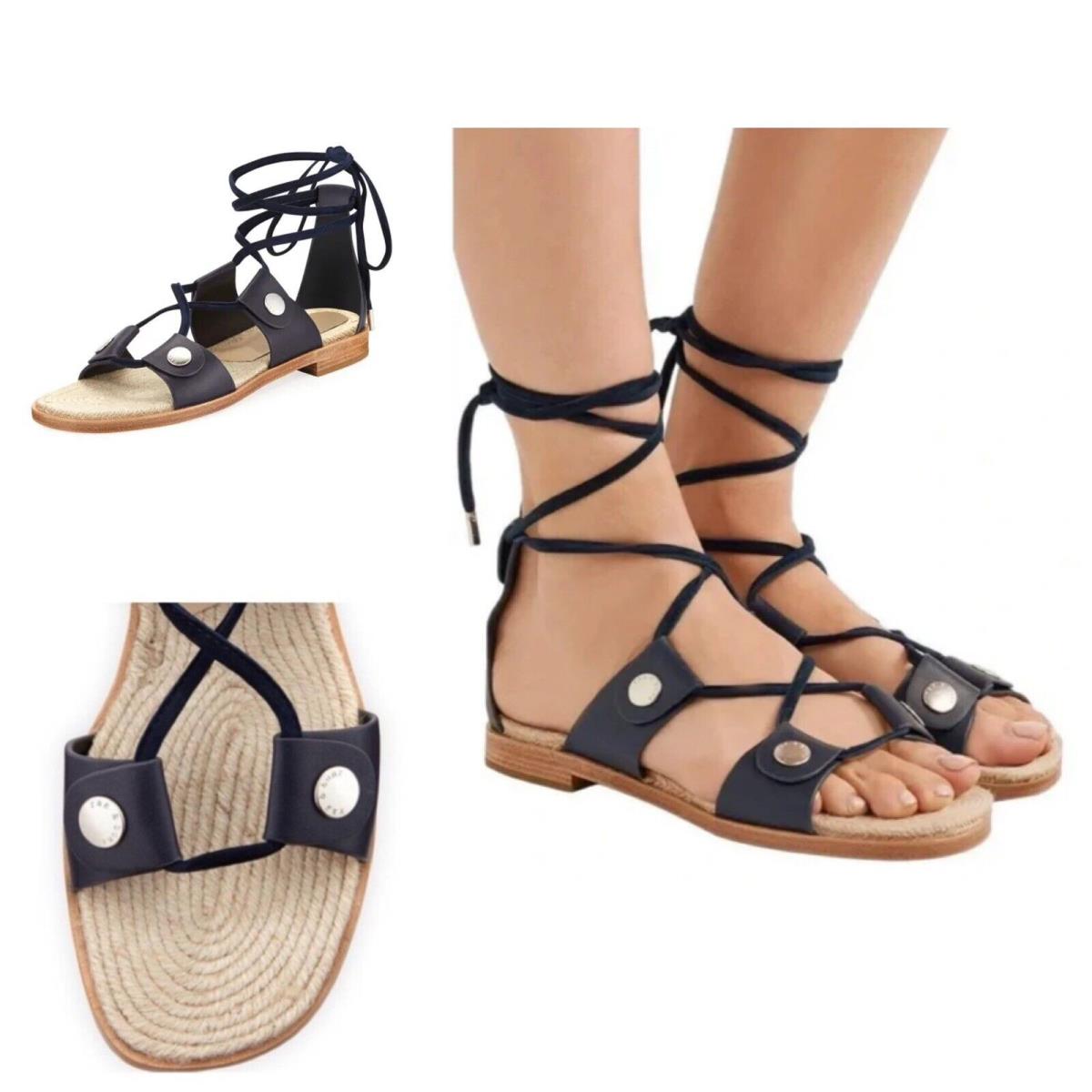 Rag Bone Evelyn Tie Up Sandal In Navy Size:39 US 9