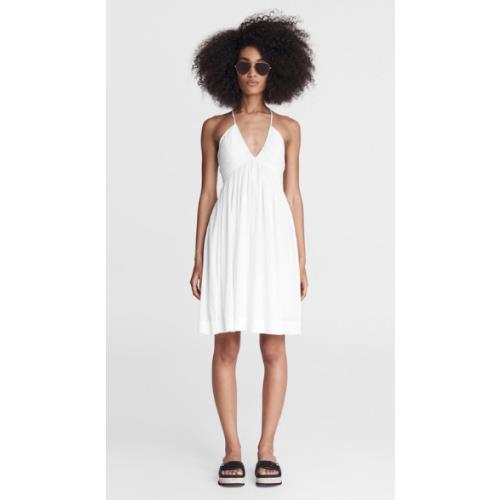 Rag Bone Mimi White Cotton Strappy Tie Deep Gathered Neckline Dress Size 8