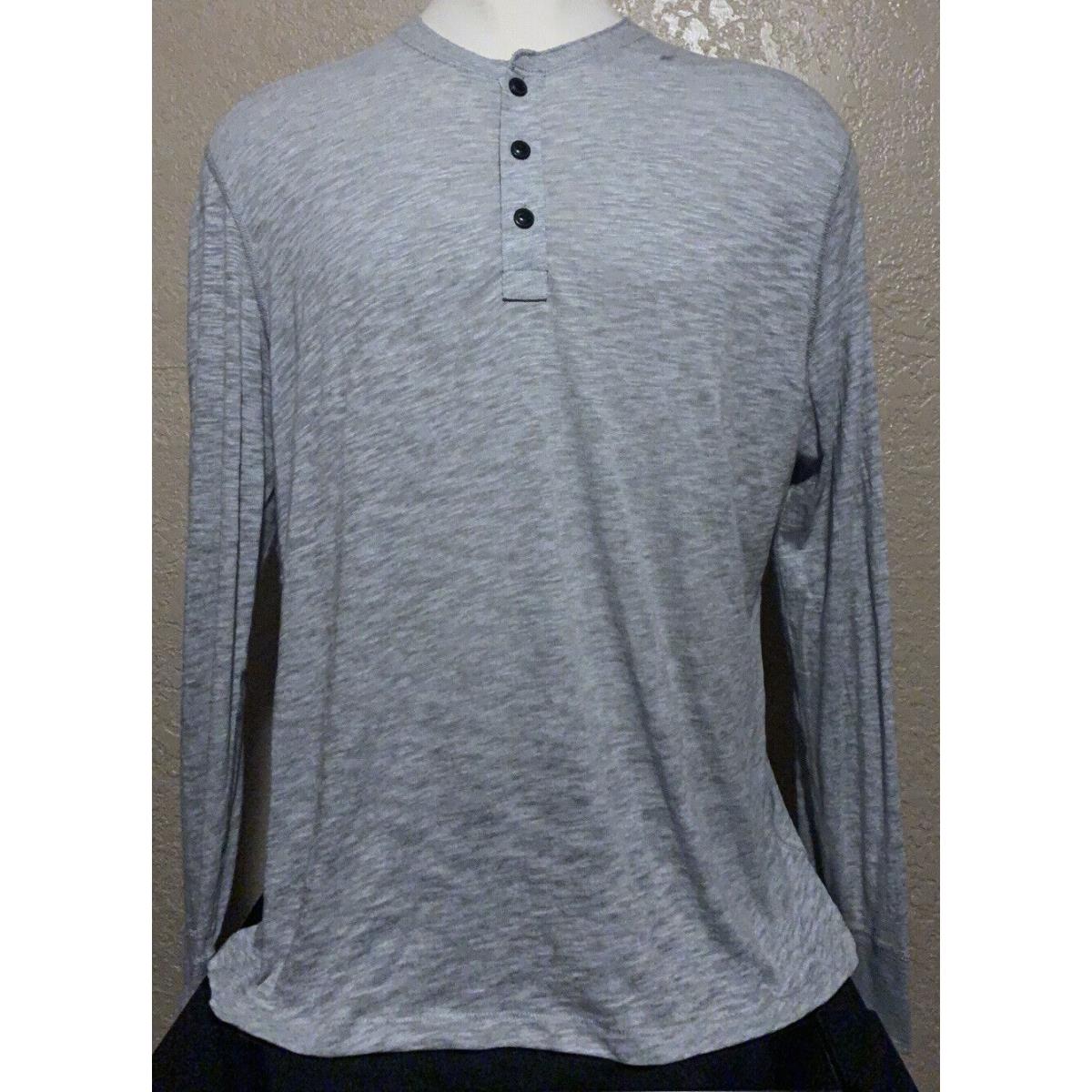 Rag Bone Men`s Size 2XL Heather Grey Core Long Sleeve Henley Shirt Xxl