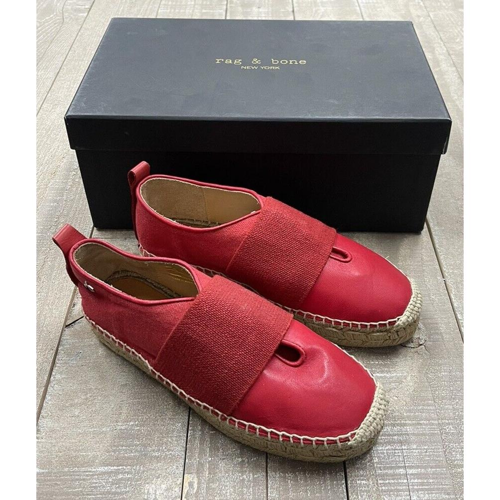 Rag Bone Nina Flat Espadrille In Red Denim Size: 35 US 5