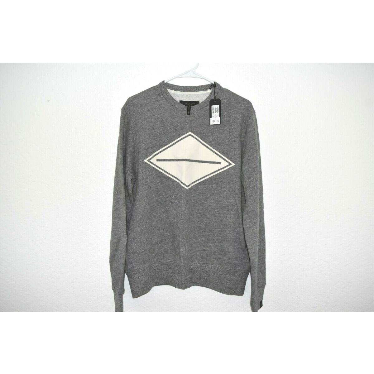 Rag Bone Heather Grey Diamond S M276T34U3 Sweatshirt