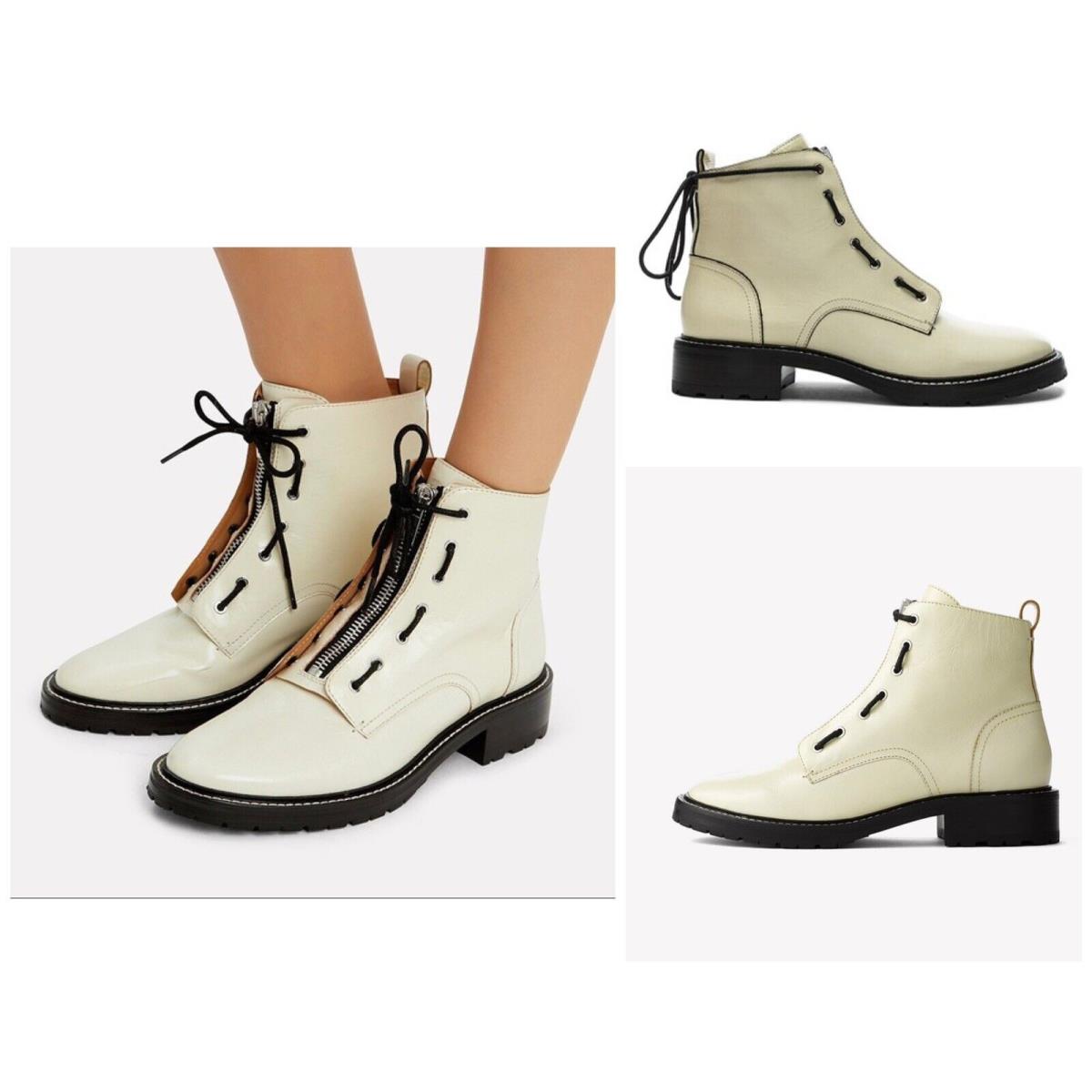 Rag Bone Cannon Crinkle Leather Boots In Antique White Size:35 US 5