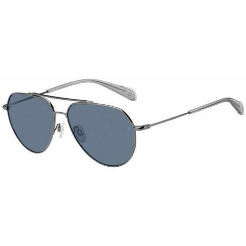 Rag Bone RNB5030/G/S 6LB Unisex Gunmetal Sunglasses Blue Lens