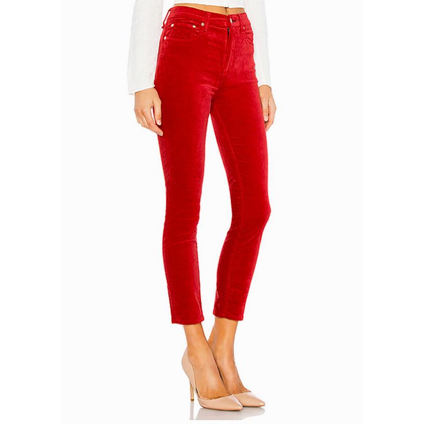 Rag Bone High-rise Velvet Skinny Ankle Jeans Chili Pepper 25