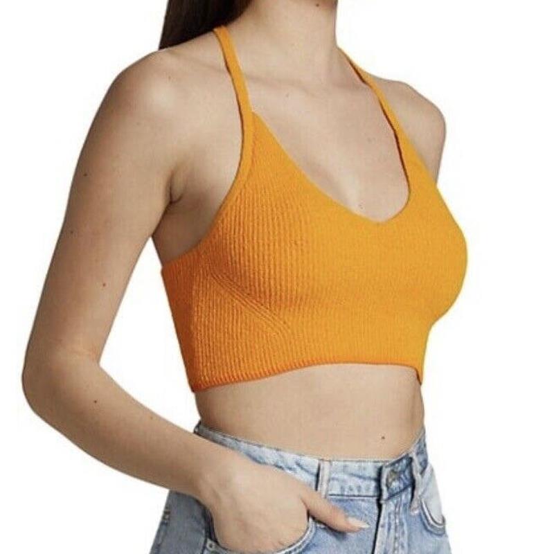 Rag Bone Soleil Rib Bra Top Orange Women`s Size XL