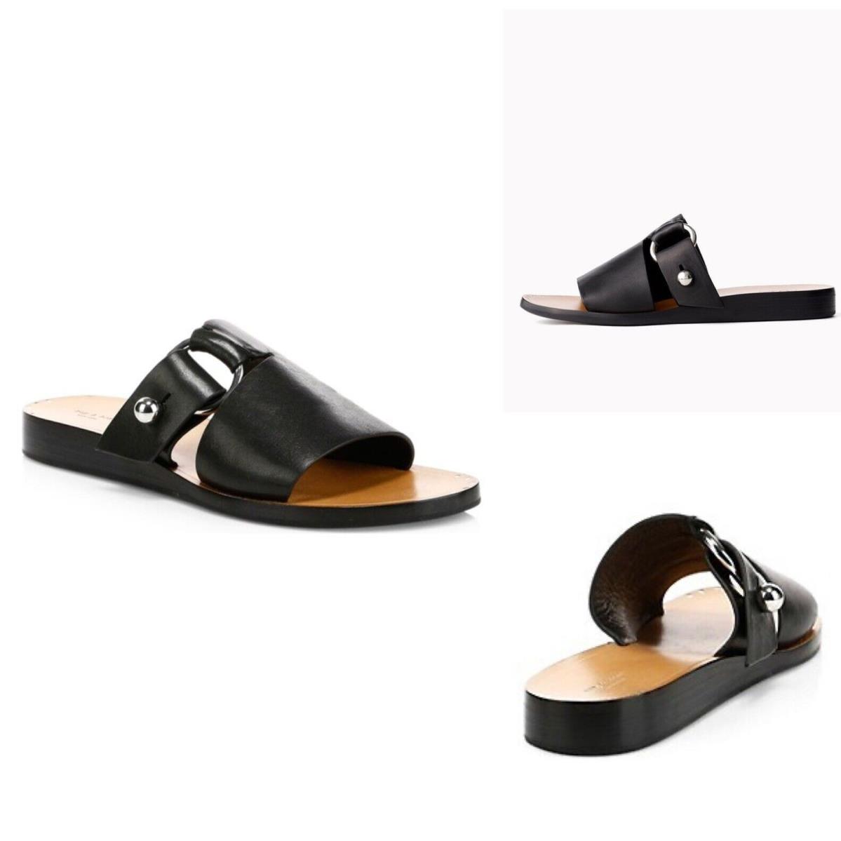 Rag Bone Arc Flat Leather Slide Sandal In Black Size: 37 US 7