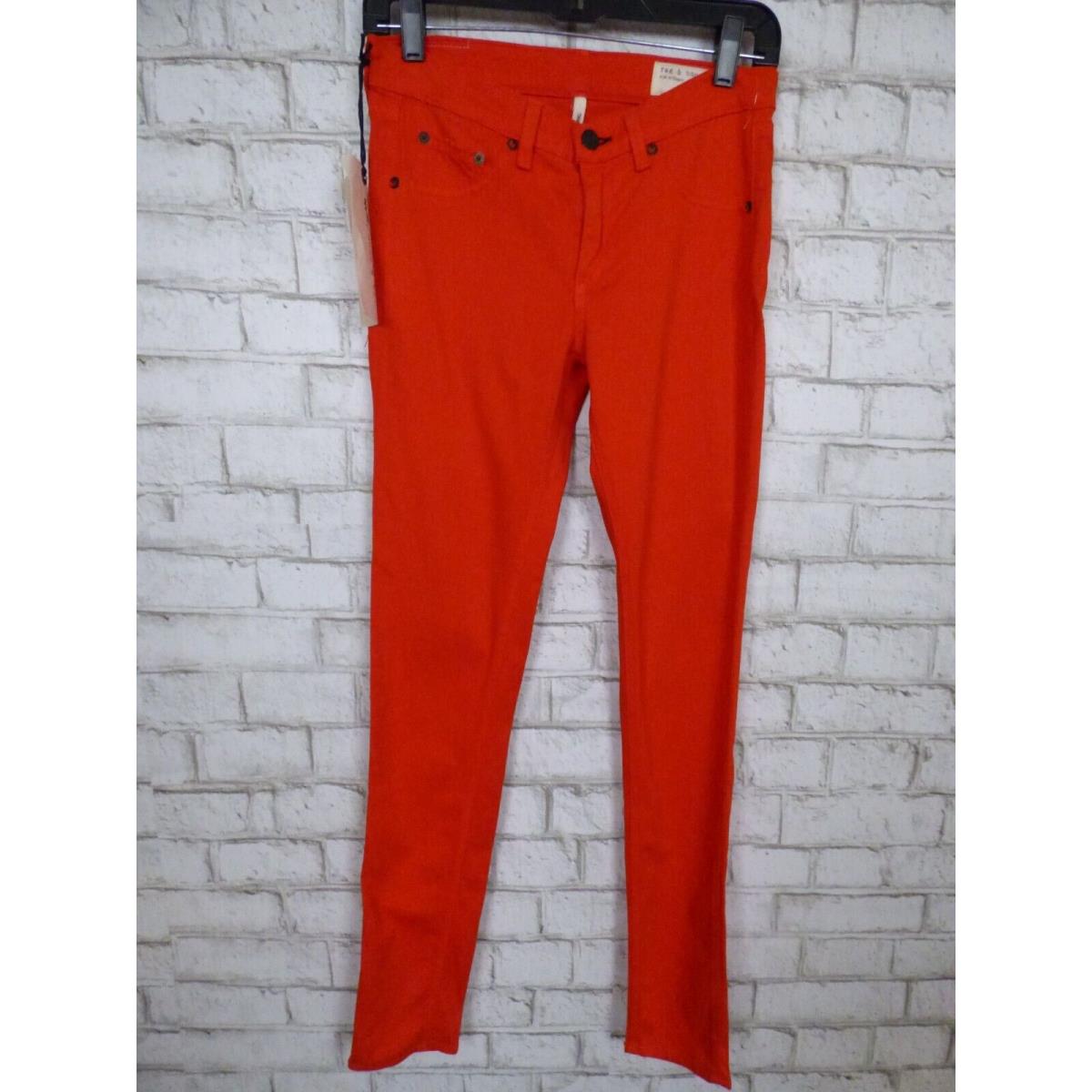 Rag Bone Fire Engine Red Jean Stretch Legging Skinny Pants 27 R632