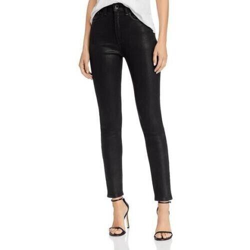 Rag Bone Womens Sz 24 Nina High Rise Coated Black Skinny Jeans