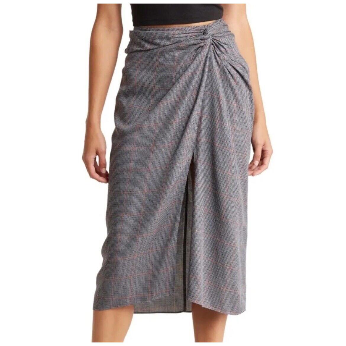 Rag and Bone Amber Plaid Midi Skirt Grey Multi Womens Size 2