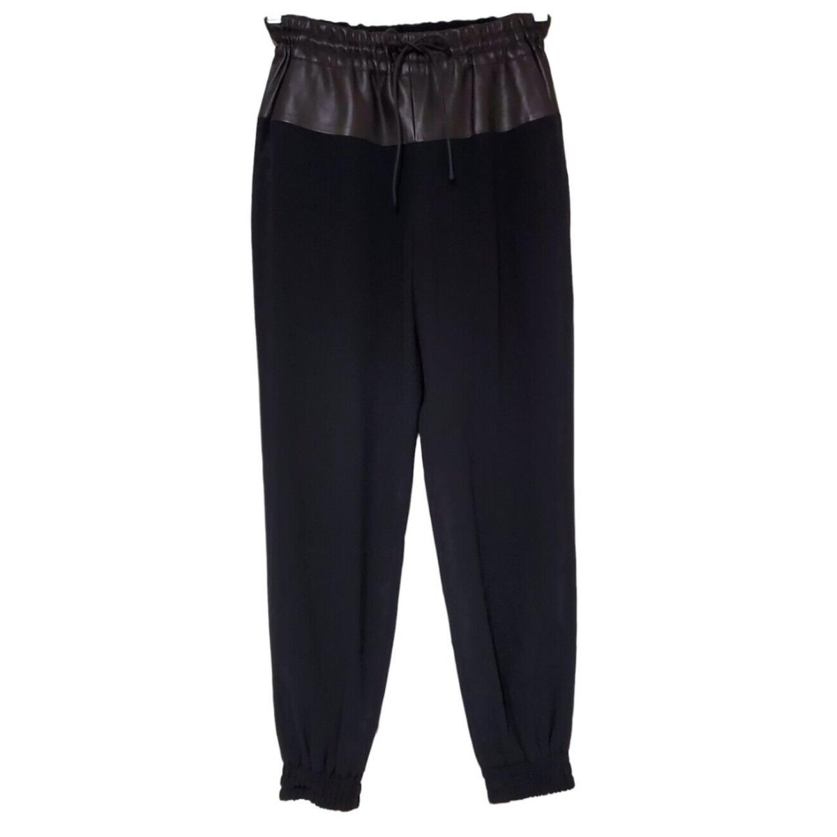 Rag Bone XS Black Owen Sweatpants Leather Waist Pockets